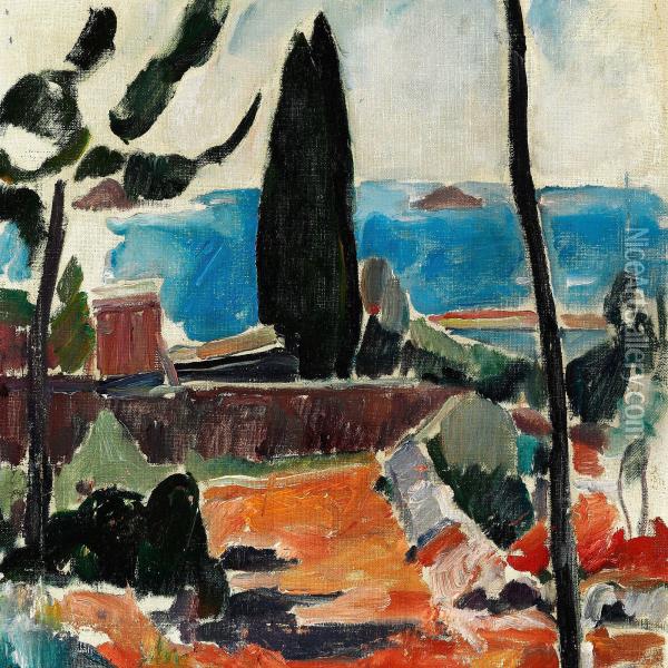 View Of The Mediterranean Oil Painting - Jens Adolf Emil Jerichau
