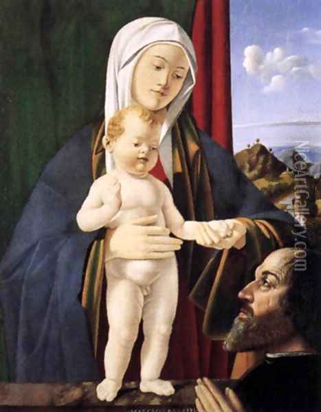 Madonna and Child with a Donor Oil Painting - Marco Basaiti