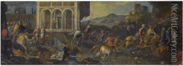 Saint Catherine Of Siena Calling People To The Crusade Oil Painting - Antonia Tempesta