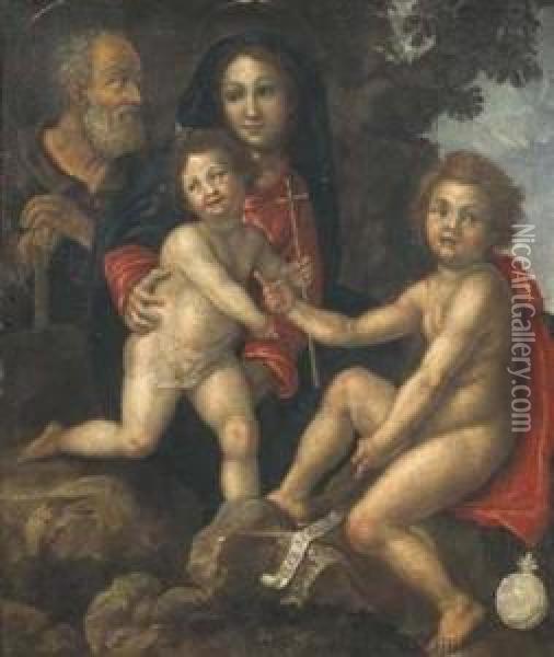 Sacra Famiglia Con San Giovannino Oil Painting - Andrea Del Sarto