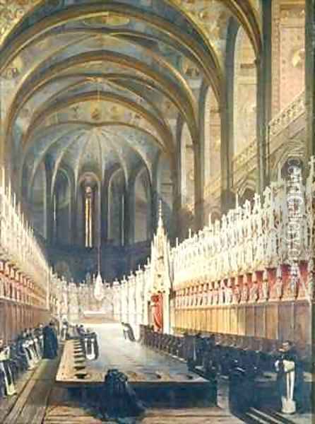Interior of Albi Cathedral Oil Painting - Adrien Dauzats