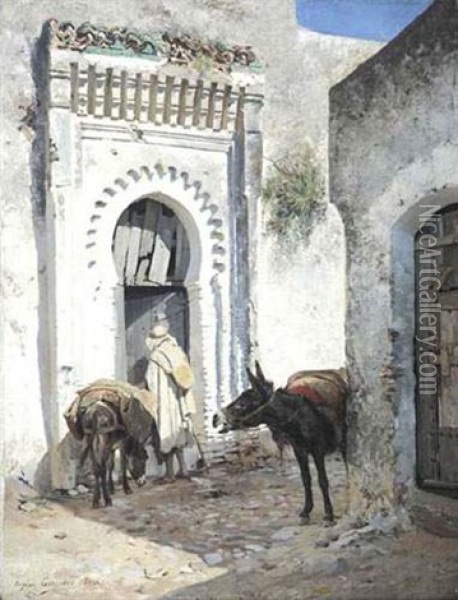 Scene A Tanger Oil Painting - Eugene Alexis Girardet