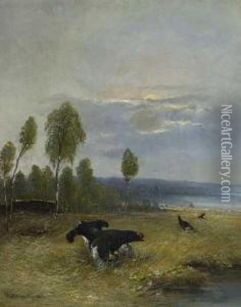 Birkhahnbalz Im Moor Oil Painting - Moritz Kindermuller Muller
