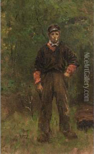 A Fisherman Oil Painting - David Adolf Constant Artz