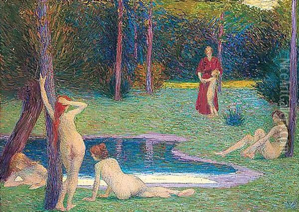 Bathers Oil Painting - Hippolyte Petitjean