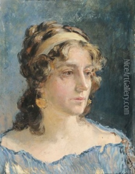 Portrait De Femme Oil Painting - Mariano Fortuny y de Madrazo