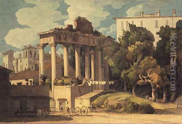 Temple of Saturn, Rome Oil Painting - Francis Towne
