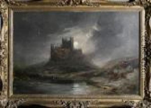 Bamburgh Castle By Moonlight Oil Painting - John Wilson Carmichael