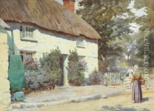 The Cottage In The Lane Oil Painting - Ralph Todd