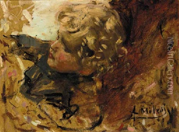 A Young Boy Oil Painting - Alessandro Milesi