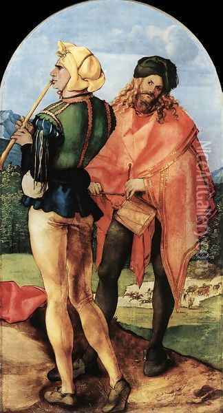 Two Musicians Oil Painting - Albrecht Durer