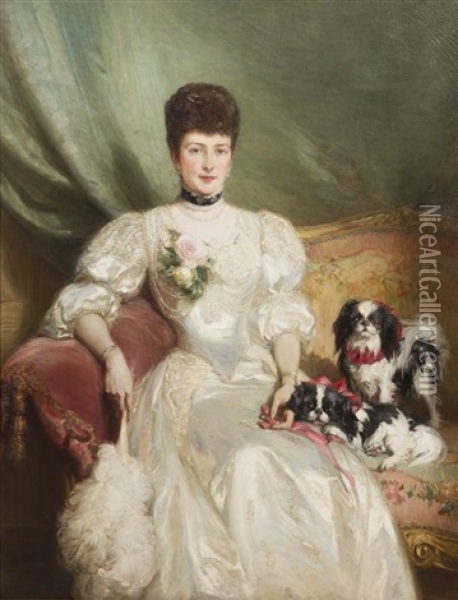 Portrait Of Princess Alexandra (1844-1925) Queen Consort Of The United Kingdom And Empress Of India As The Wife Of King-emperor Edward Vii Oil Painting - Talbot Hughes