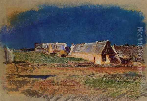 Landscape In Brittany Peyrelebade Oil Painting - Odilon Redon