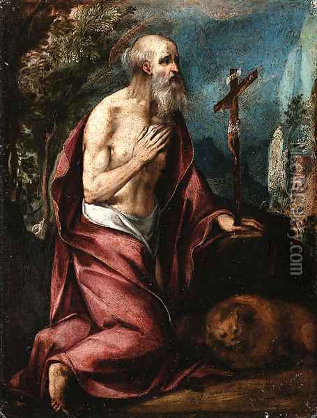 Saint Jerome in the Wilderness Oil Painting - Girolamo Muziano