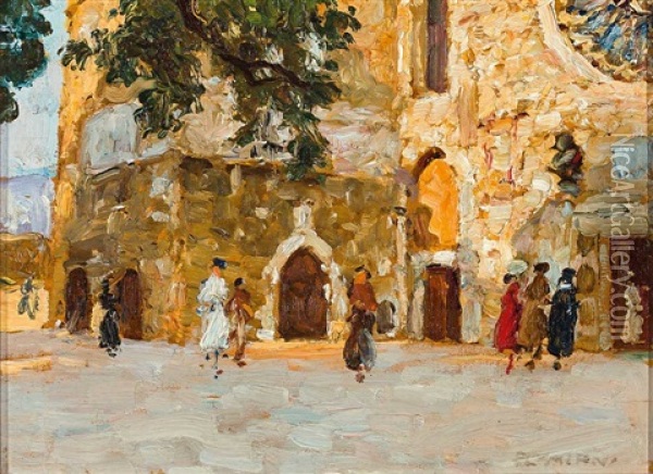 Trieste San Giusto Oil Painting - Ugo Flumiani