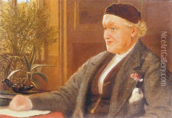 Portrait Of William Bell Scott Oil Painting - Arthur Hughes