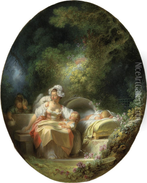 The Good Mother Oil Painting - Jean-Honore Fragonard