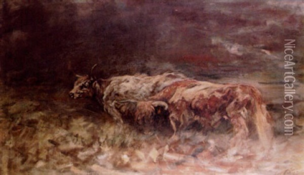 Highland Cattle Oil Painting - Sir George Pirie
