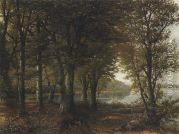 Sonniger Wald Oil Painting - Heinrich A. Hueser