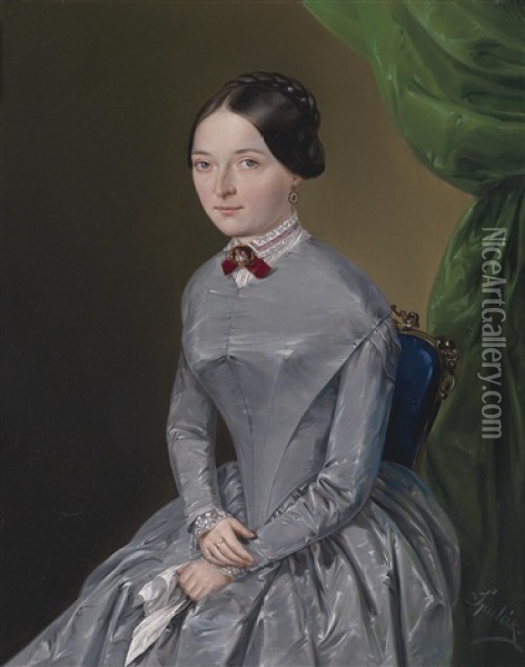 Damen- Und Herrenportrait (oberschutzenmeister Heinz Und Dessen Frau) (pair) Oil Painting - Alois Spulak
