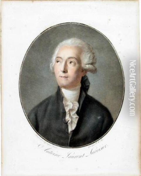 Antoine Laurent Lavoisier. Brustbild Des Chemikers Im Hochoval Oil Painting - Pierre-Michel Alix