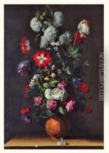 Bouquet De Fleurs Sur Un Entablement Oil Painting - Jean Picart