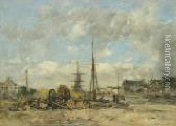 Trouville. Le Port Oil Painting - Eugene Boudin
