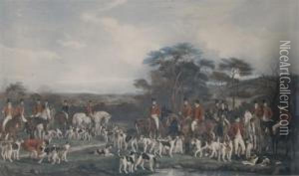 Sir Richard Sutton And The Quorn Hounds (by Frederick Bromley) Oil Painting - Sir Francis Grant
