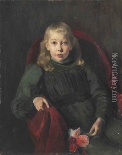 Portrait Of A Girl Oil Painting - Georgios Jakobides