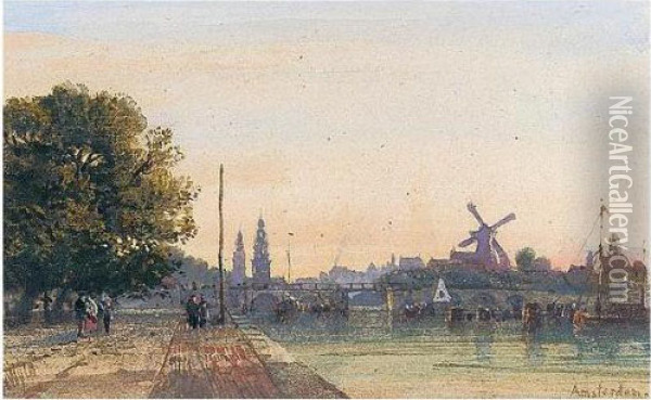 View Of Amsterdam From The Amstel Oil Painting - William Wyld