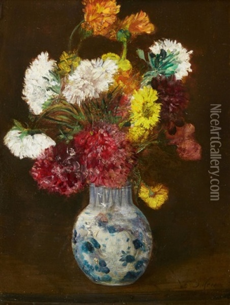 Floral Still Life Oil Painting - Edouard-Jacques Dufeu