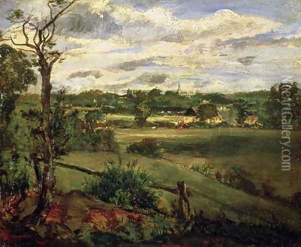View of Highgate from Hampstead Heath, c.1834 Oil Painting - John Constable