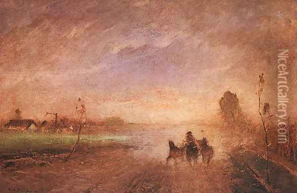 Dusty Road I (Poros ut I) 1874 Oil Painting - Mihaly Munkacsy