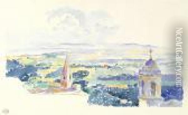 Perouse, La Terrasse Oil Painting - Henri Edmond Cross