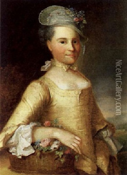 Bildnis Einer Dame Mit Blumenkorb Oil Painting - Joseph Reinhart