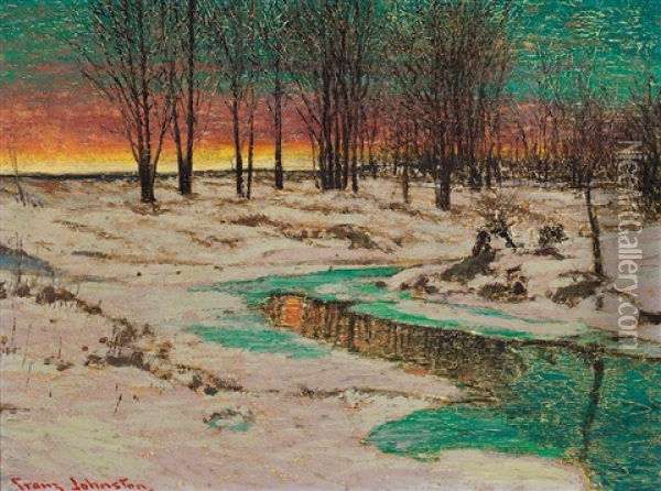 February Sundown Oil Painting - Francis Hans Johnston