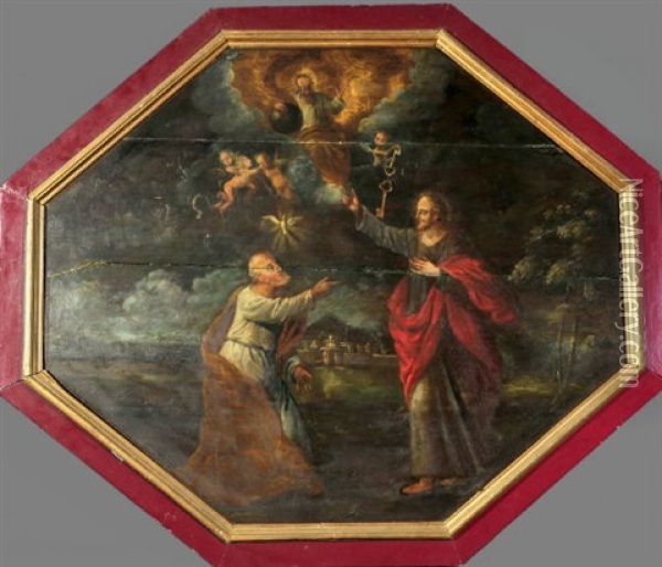 Christus Ubergibt Petrus Die Himmelsschlussel Oil Painting - Linus Seif