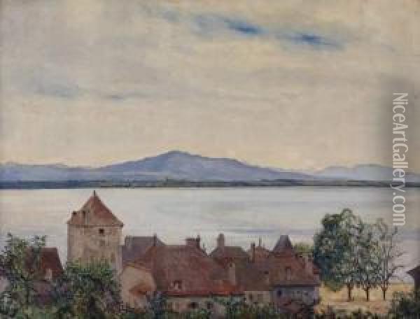 Au Bord Du Lac Leman Oil Painting - Emile Patru