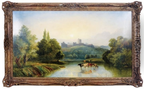 A View Of Windsor Castle Across A River Valley Oil Painting - Thomas Whittle the Younger