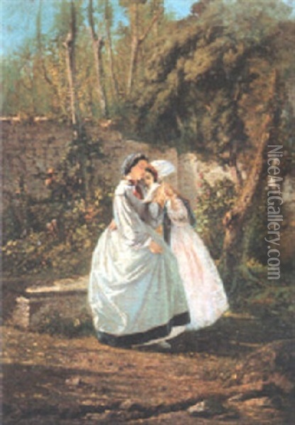 Donne In Giardino Oil Painting - Giovanni Ponticelli