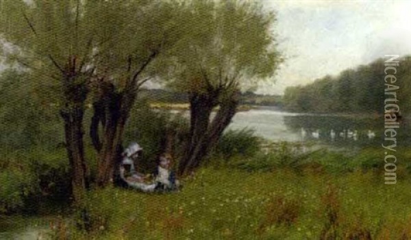 Down By The Lake Oil Painting - James Yates Carrington