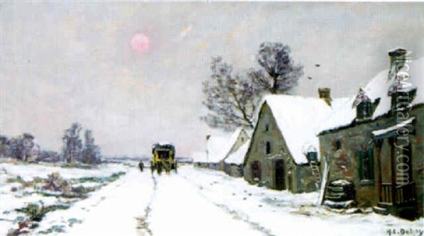 L'entree Du Village De Brolles Oil Painting - Hippolyte Camille Delpy