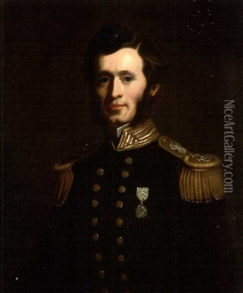 Admiral Sir Francis Leopold Mcclintock In Naval Uniform, Wearing The Artic Medal Oil Painting - John Lewis Reilly