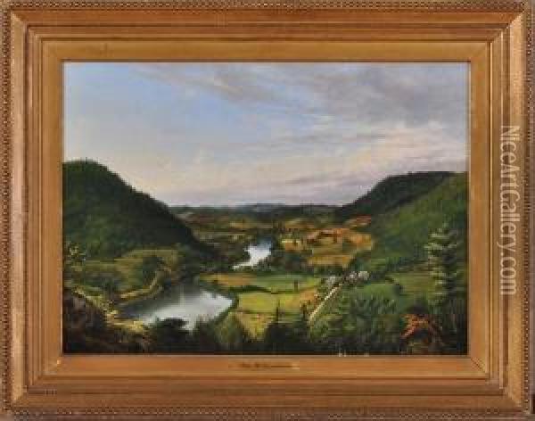 Landscape With Rivers And A Farm Oil Painting - John Williamson