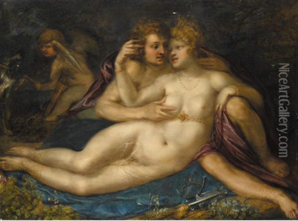 Mars And Venus With Cupid Oil Painting - Pieter Fransz. Isaaksz.