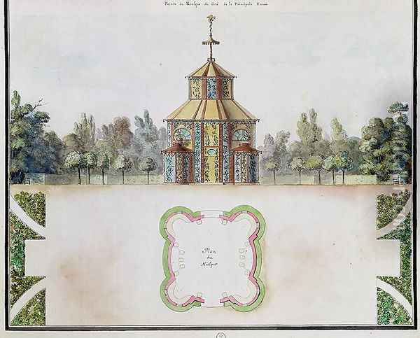 View of a kiosk, from 'Atlas du Comte du Nord', 1784 (2) Oil Painting - Chambe