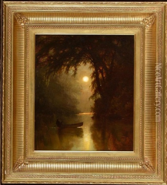Boating By Moonlight Oil Painting - Arthur Parton