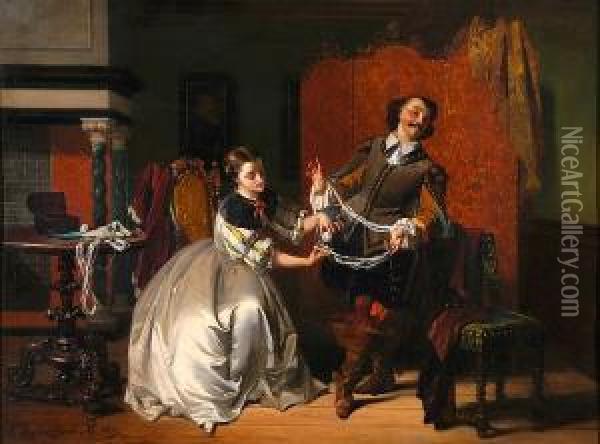 A Musical Romance Oil Painting - Casimir Van Den Daele