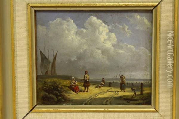 Vissers Op Het Strand Oil Painting - Frans Arnold Breuhaus de Groot