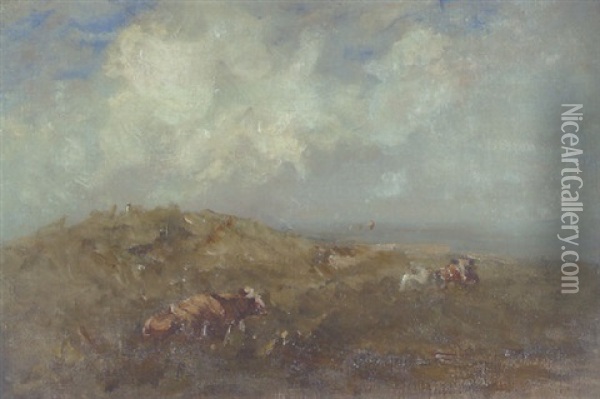 Cattle Resting, Malahide, Co. Dublin Oil Painting - Nathaniel Hone the Younger